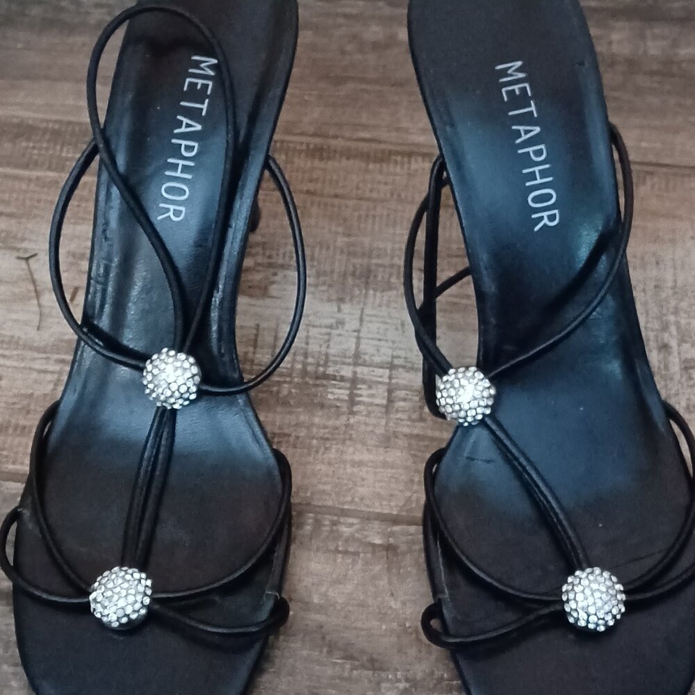 METAPHOR BLACK RHINESTONE DRESS SHOES